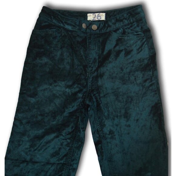 We The Free Sweet Jane Neptune Green Velvet Skinny Pants Size: 26 - Picture 2 of 5